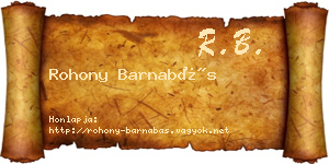 Rohony Barnabás névjegykártya